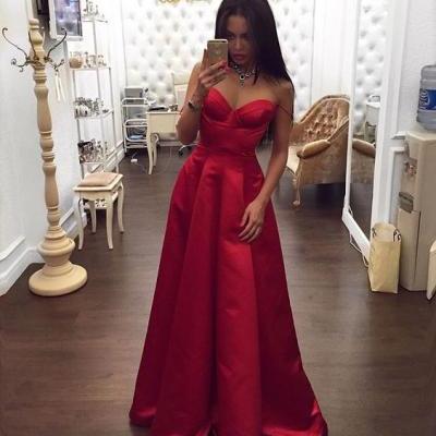 Sexy Spaghetti Straps Red Prom Dress,Sweetheart Red Evening Dress
